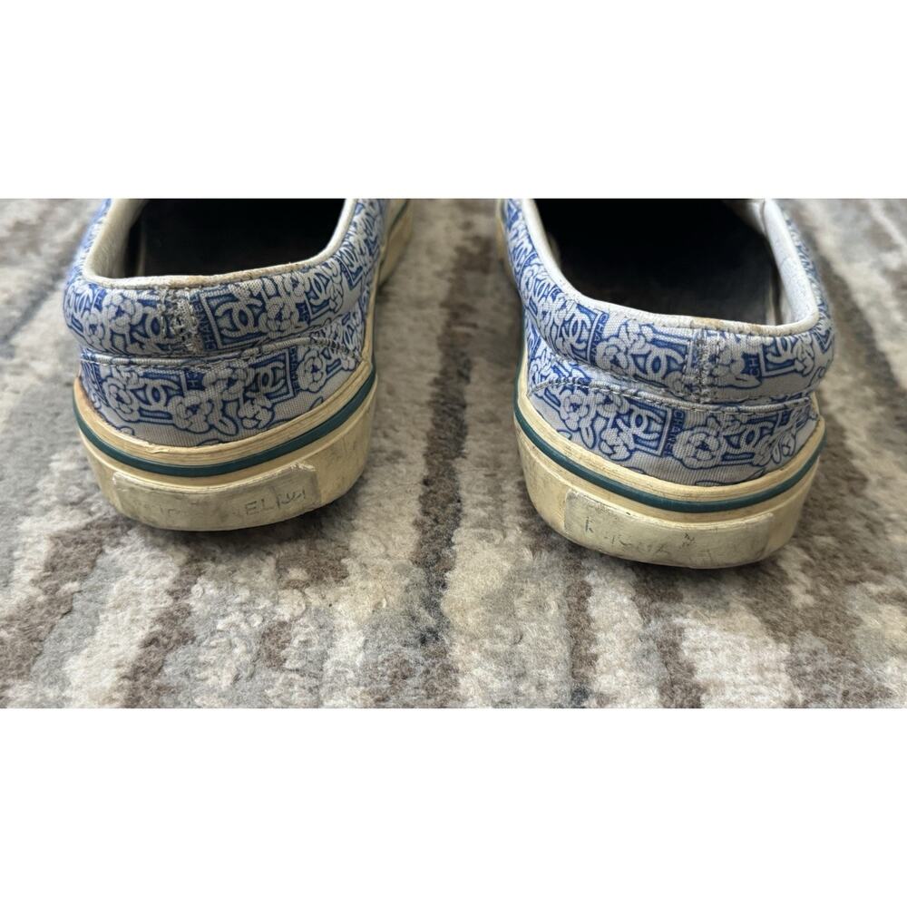 CHANEL slip-on UNIQUE sneakers blue floral Logo print size 39 Distressed - Picture 7 of 14
